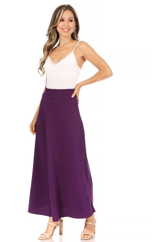 Moa Collection Solid High Waist Maxi Skirt