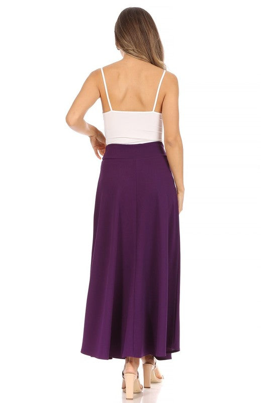 Moa Collection Solid High Waist Maxi Skirt