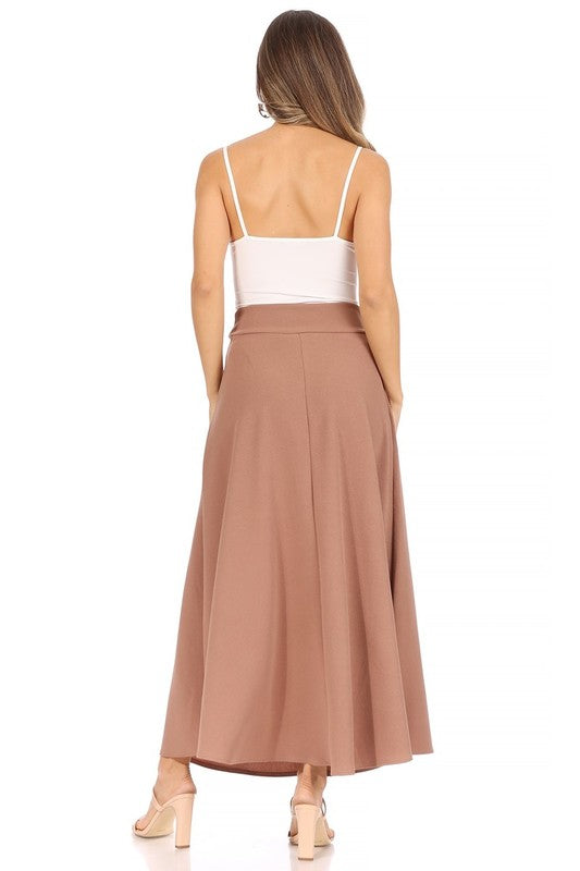 Moa Collection Solid High Waist Maxi Skirt