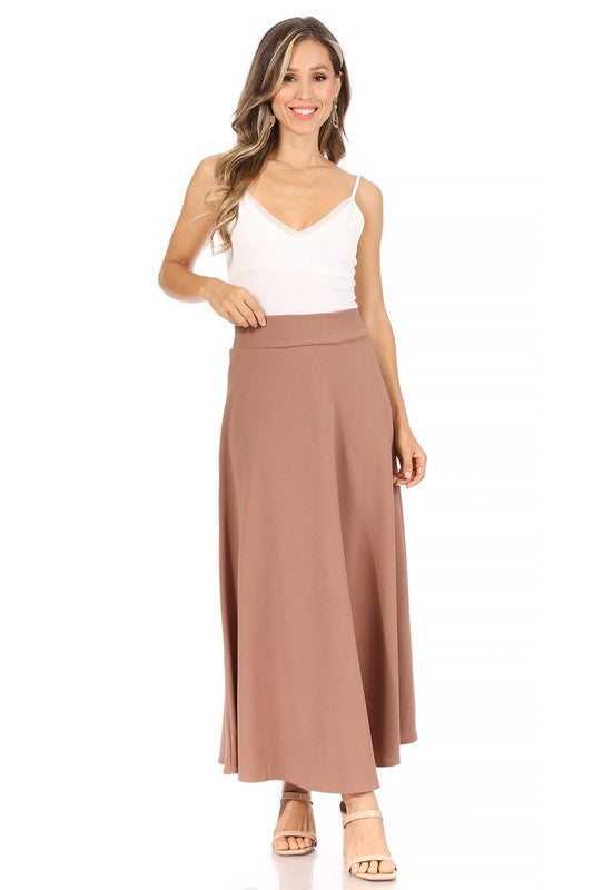 Moa Collection Solid High Waist Maxi Skirt