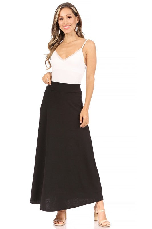 Moa Collection Solid High Waist Maxi Skirt