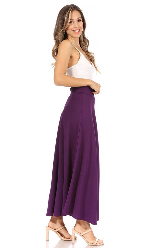 Moa Collection Solid High Waist Maxi Skirt