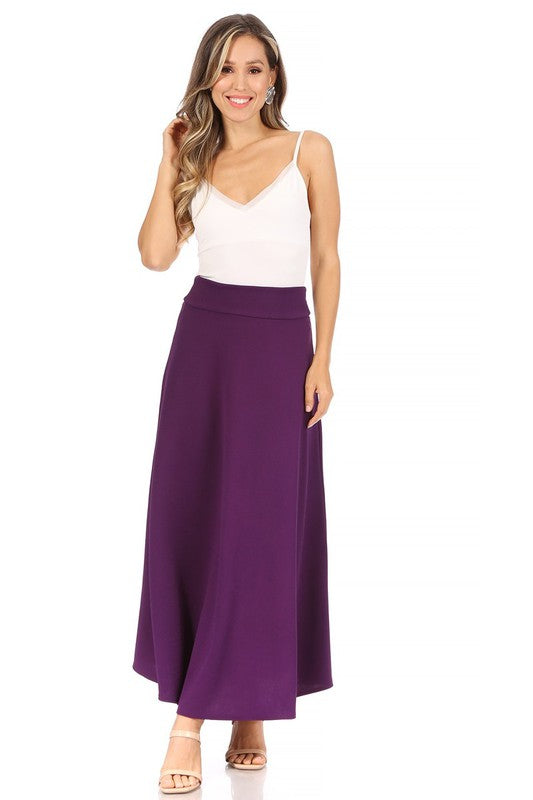 Moa Collection Solid High Waist Maxi Skirt