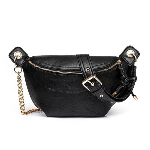 Aili's Corner Luxe Vegan Leather Convertible Sling Belt Bum Bag