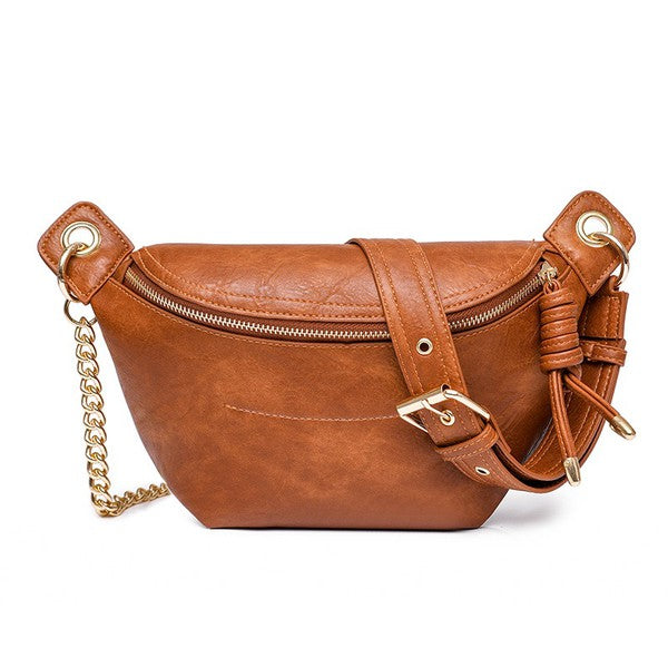 Aili's Corner Luxe Vegan Leather Convertible Sling Belt Bum Bag