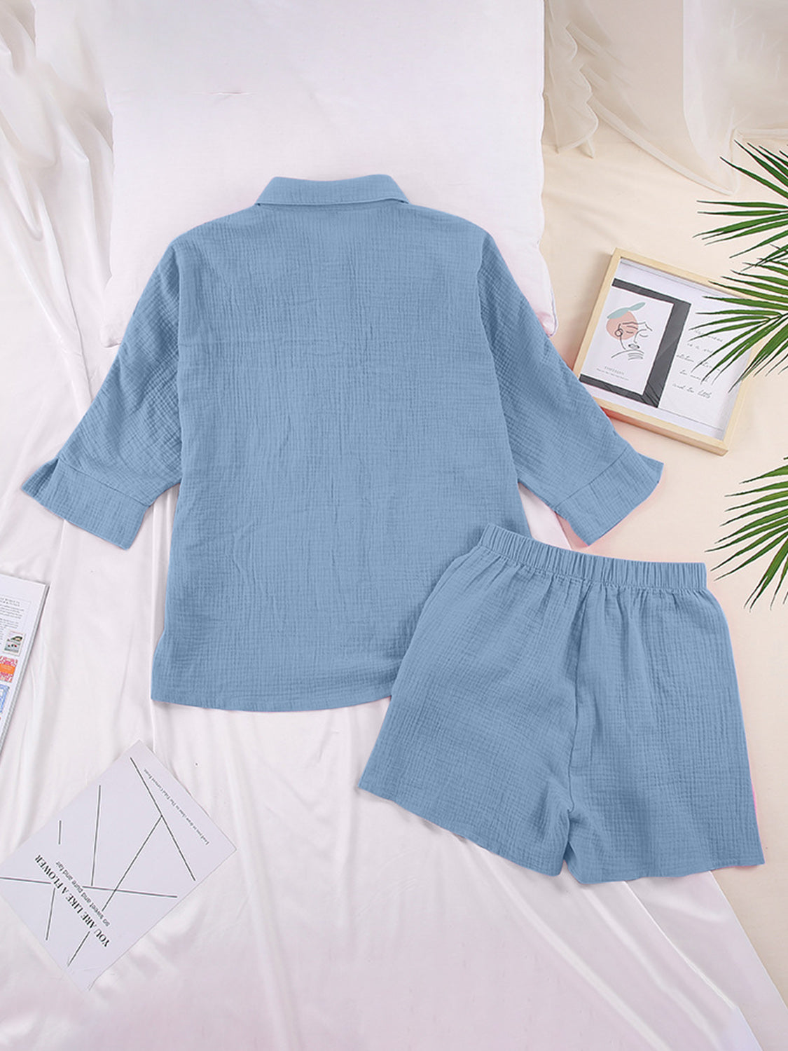 Texture Button Up Shirt and Shorts Set **available in 12 colors