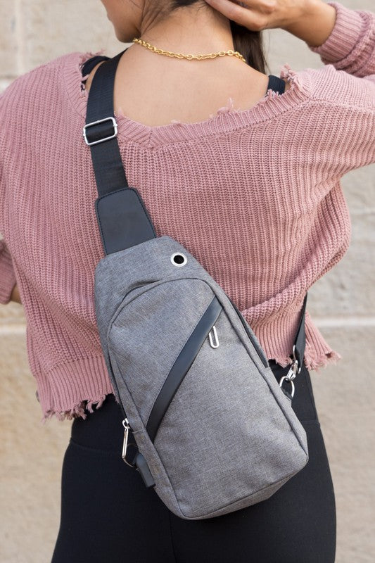 Aili's Corner Canvas Cross Zip Sling Bag