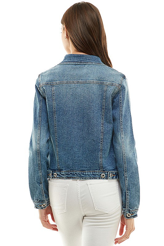 Blue Age Ladies Casual Denim Jacket **available in medium blue, light blue, and vintage black