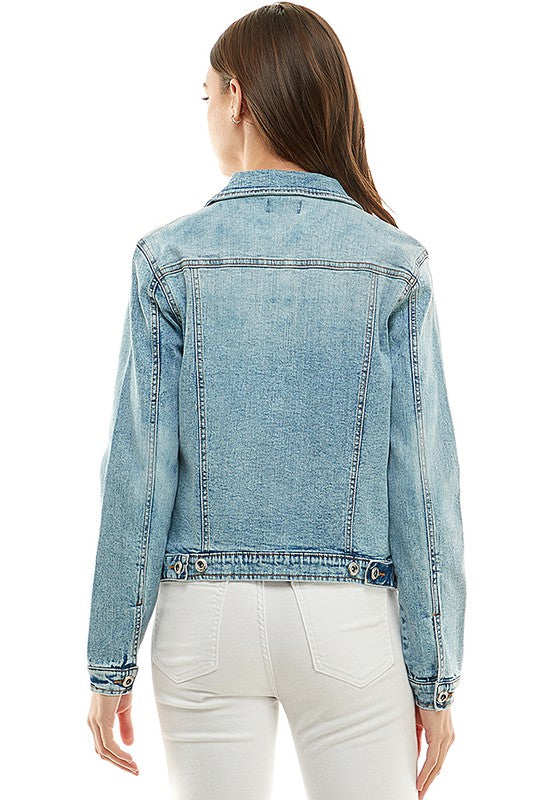 Blue Age Ladies Casual Denim Jacket **available in medium blue, light blue, and vintage black