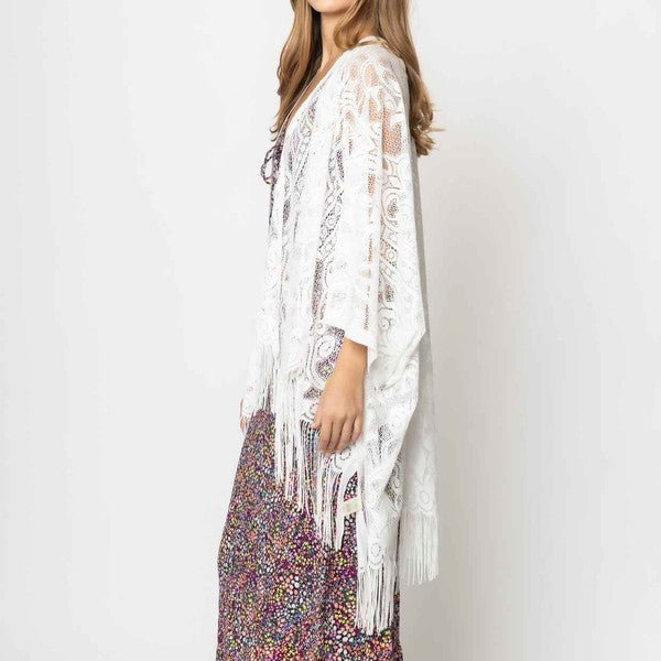 Ellison and Young Elegant Lace Fringed Kimono **also available in black