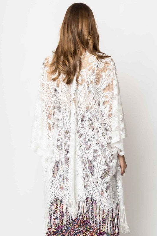 Ellison and Young Elegant Lace Fringed Kimono **also available in black