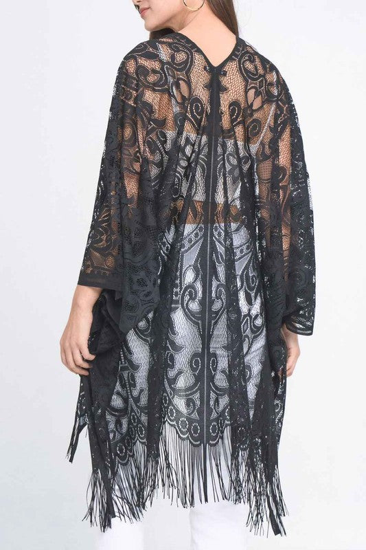 Ellison and Young Elegant Lace Fringed Kimono **also available in black