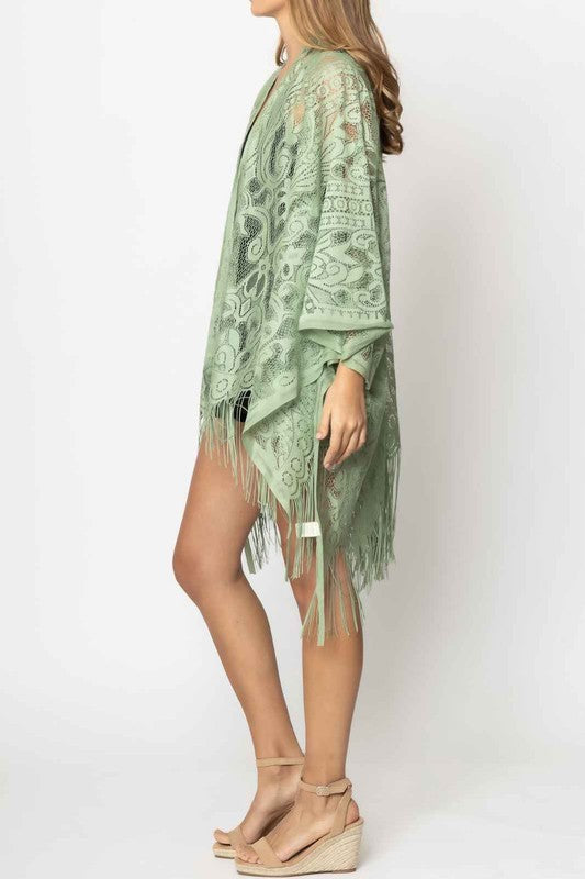 Ellison and Young Elegant Lace Fringed Kimono **also available in black