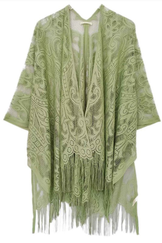 Ellison and Young Elegant Lace Fringed Kimono **also available in black