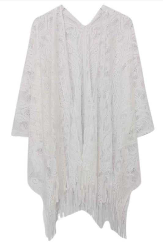 Ellison and Young Elegant Lace Fringed Kimono **also available in black