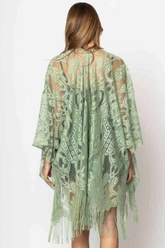 Ellison and Young Elegant Lace Fringed Kimono **also available in black