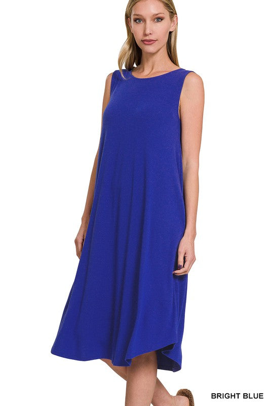 Zenana Sleeveless Round Neck Round Hem Lounge Dress **also in black, blue, teal, pink, and rose