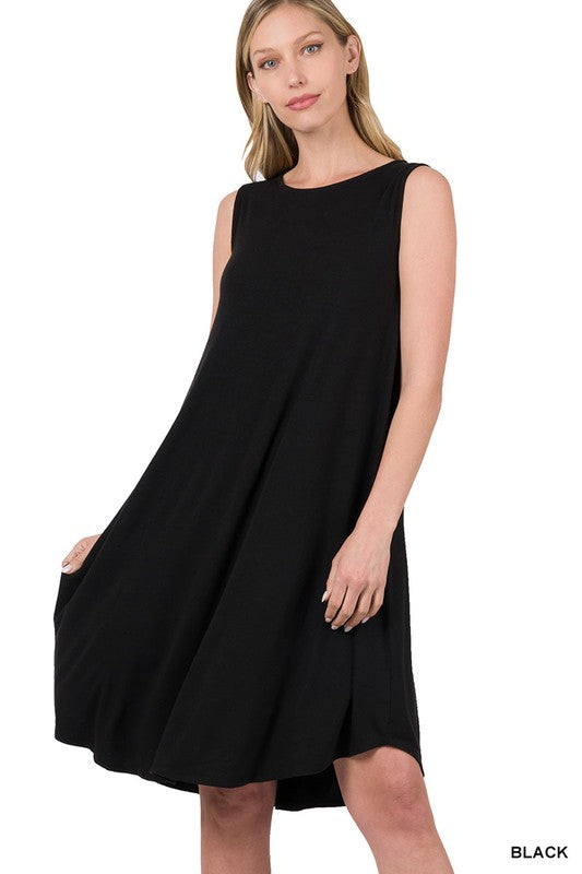 Zenana Sleeveless Round Neck Round Hem Lounge Dress **also in black, blue, teal, pink, and rose