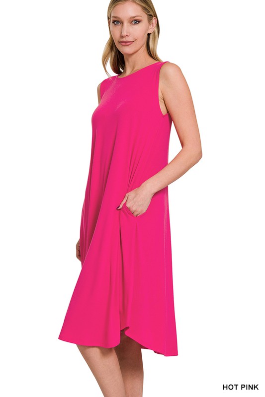 Zenana Sleeveless Round Neck Round Hem Lounge Dress **also in black, blue, teal, pink, and rose