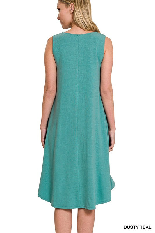 Zenana Sleeveless Round Neck Round Hem Lounge Dress **also in black, blue, teal, pink, and rose