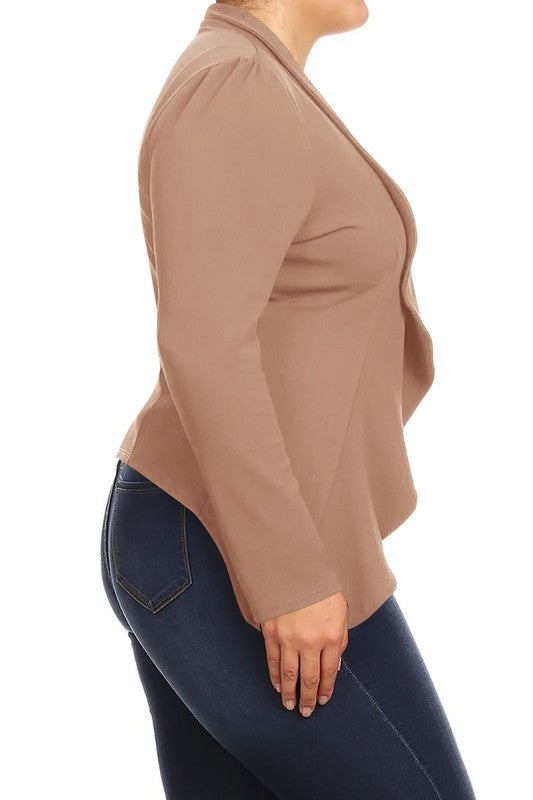 Moa Collection Plus Size Casual Open Front Blazer **available in 16 colors