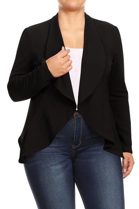 Moa Collection Plus Size Casual Open Front Blazer **available in 16 colors