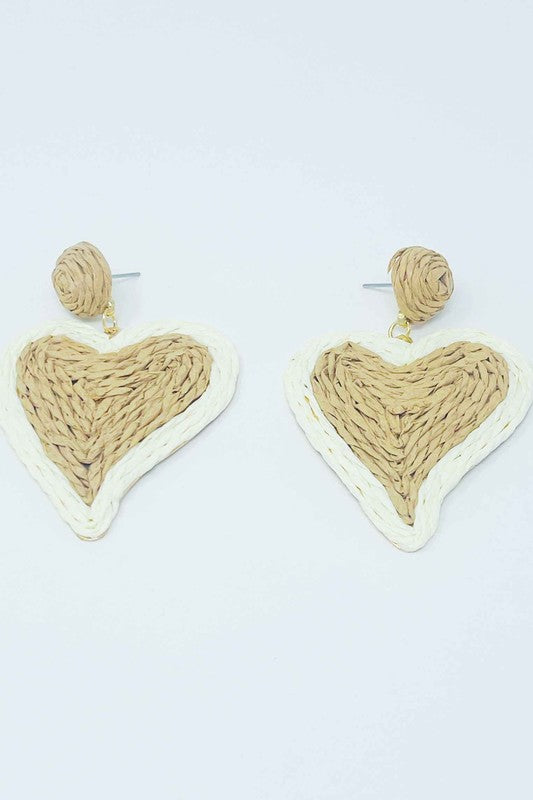 Ellison and Young Sunny Days Heart Raffia Earrings