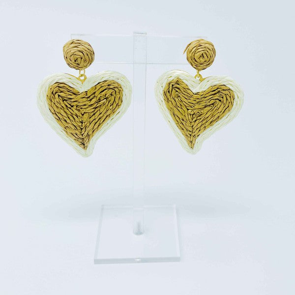 Ellison and Young Sunny Days Heart Raffia Earrings