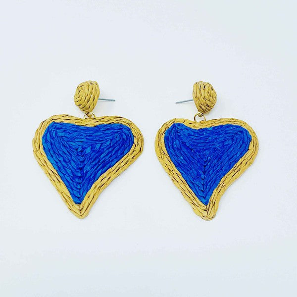 Ellison and Young Sunny Days Heart Raffia Earrings