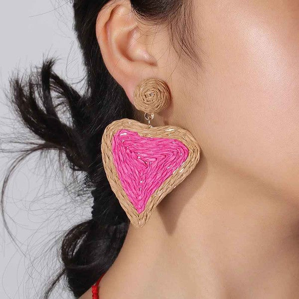 Ellison and Young Sunny Days Heart Raffia Earrings