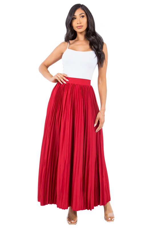 Claude Long Pleated Maxi Skirt