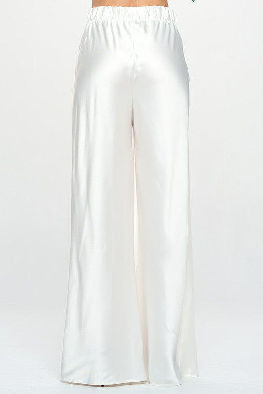 Renee C. Stretch Satin Pants w/ Elastic Waist and Pockets