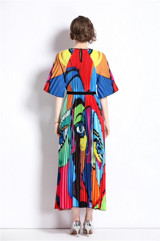 By Claude Picasso Inspired Pleated Midi Dress