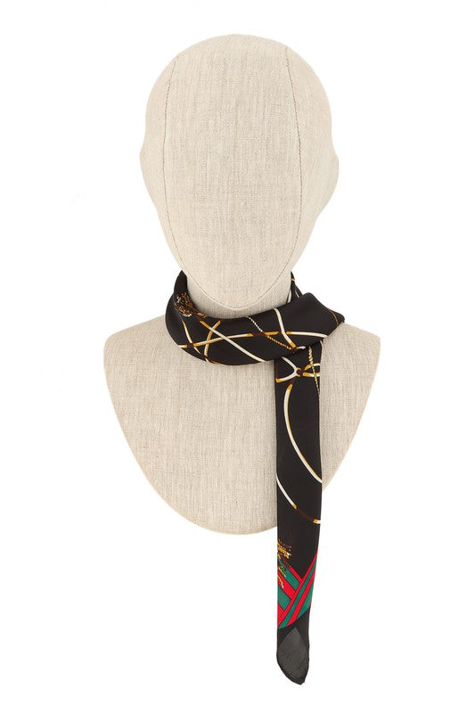 Classic Green and Red Accent Square Silky Scarf **also available in white