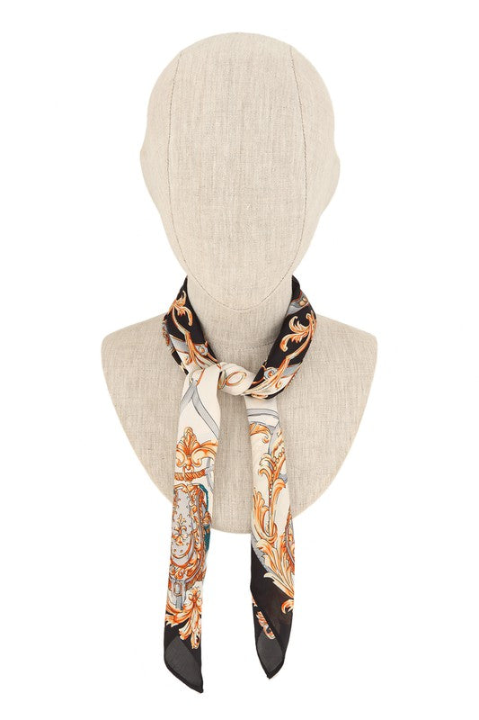 Geometric Pattern Printed Satin Scarf **also in black/white and pink/grey