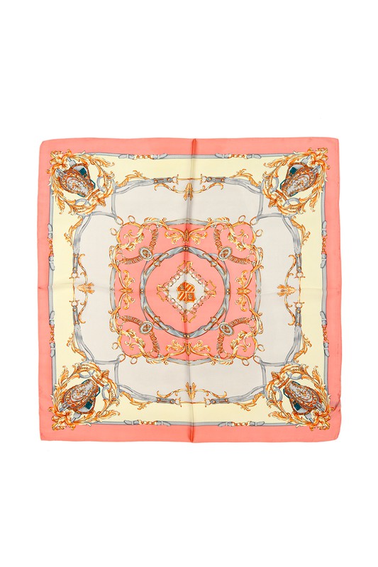 Geometric Pattern Printed Satin Scarf **also in black/white and pink/grey