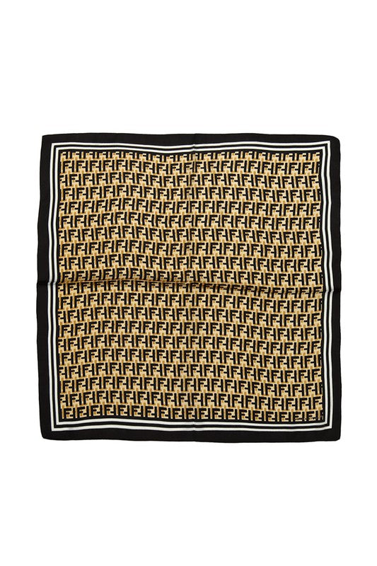 Greek key fashion scarf in black and gold.