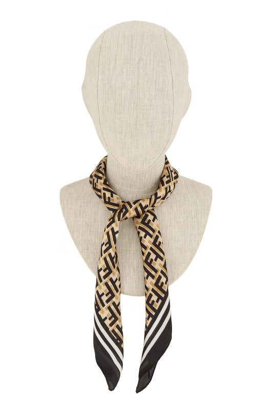 Greek Key Printed Satin Scarf **also in brown