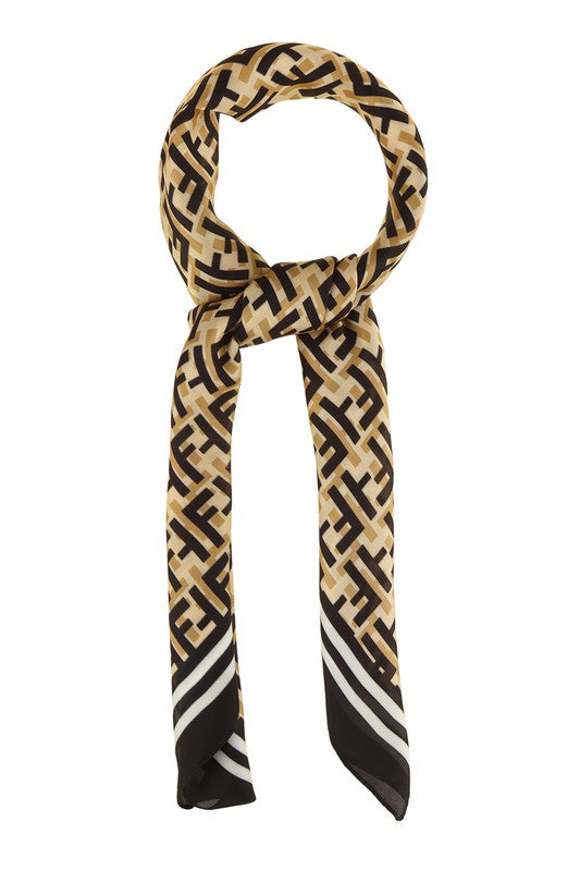 Greek Key Printed Satin Scarf **also in brown