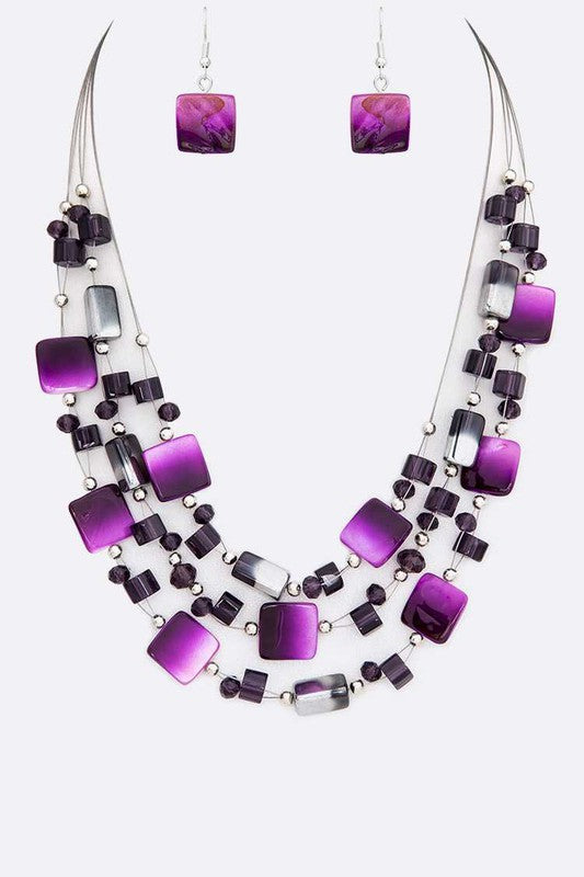 Mix Shell Layered Necklace Set **also in turquoise, green, brown, blue, and purple