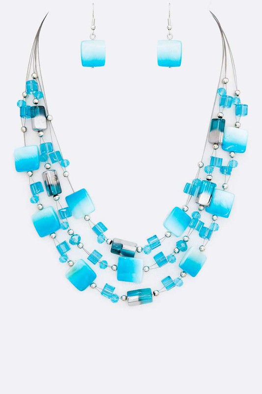 Mix Shell Layered Necklace Set **also in turquoise, green, brown, blue, and purple