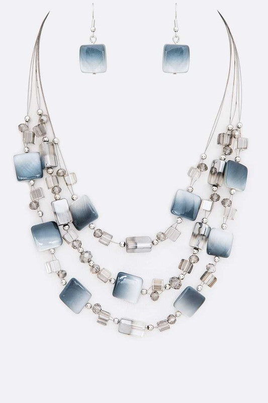 Mix Shell Layered Necklace Set **also in turquoise, green, brown, blue, and purple