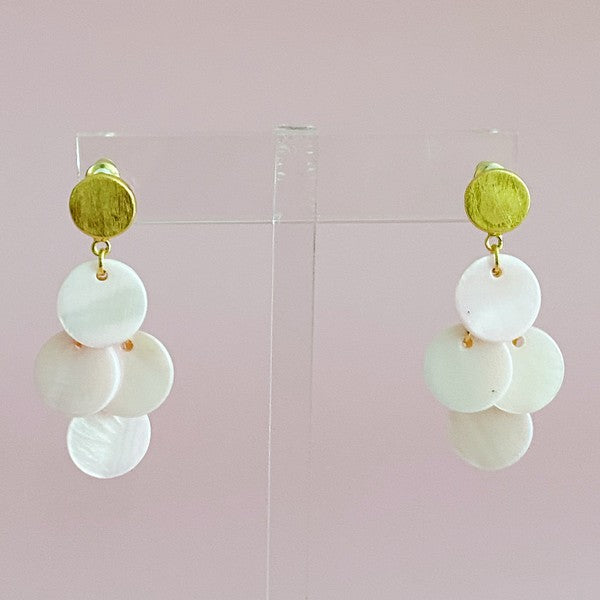 Ellison and Young Mother of Pearl Shell Disc Chandelier Earring