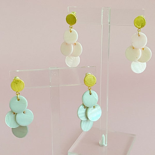 Ellison and Young Mother of Pearl Shell Disc Chandelier Earring