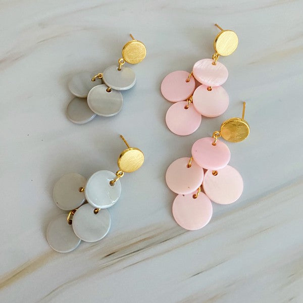 Ellison and Young Mother of Pearl Shell Disc Chandelier Earring