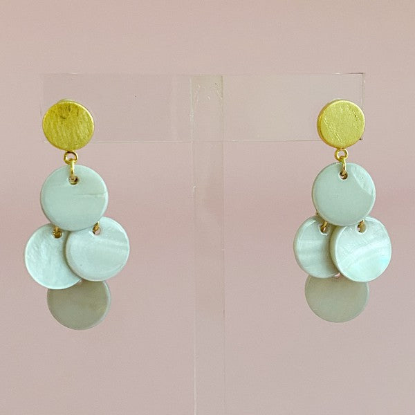 Ellison and Young Mother of Pearl Shell Disc Chandelier Earring