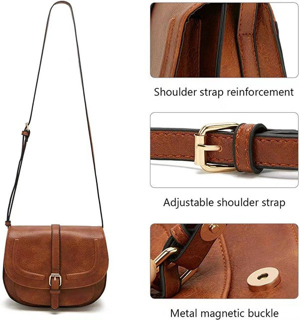 Aili's Corner Blair Vegan Leather Foldover Buckle Crossbody