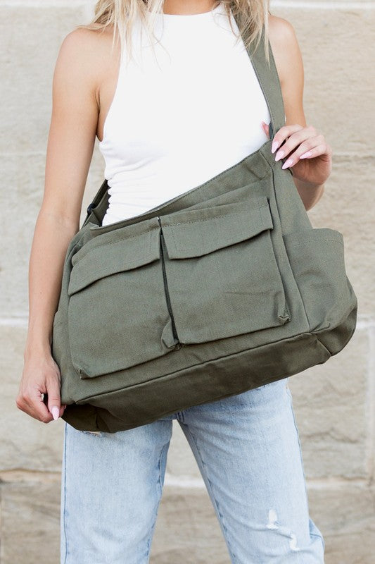 Aili's Corner Nova Oversize Canvas Messenger Bag