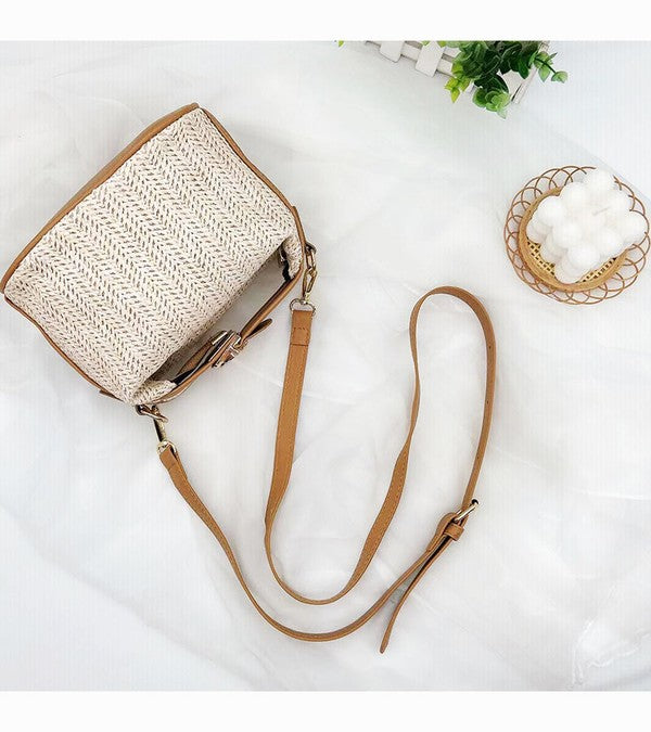 Aili's Corner Imani Crochet Top Vegan Leather Handle Crossbody