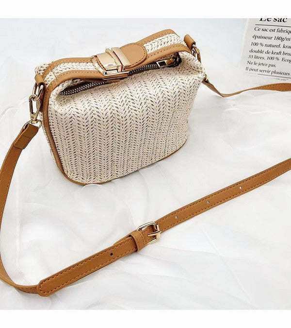 Aili's Corner Imani Crochet Top Vegan Leather Handle Crossbody